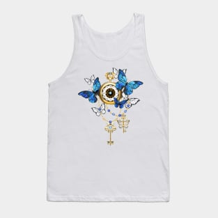 Antique Clock with Butterflies Morpho ( Steampunk ) Tank Top